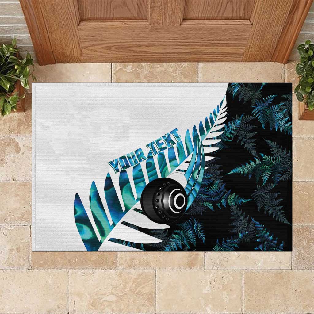 New Zealand Lawn Bowls Custom Rubber Doormat Aotearoa Silver Fern Paua Shell - Polynesian Pride