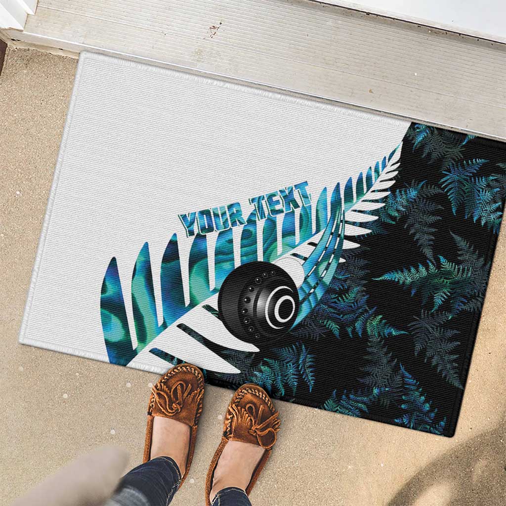 New Zealand Lawn Bowls Custom Rubber Doormat Aotearoa Silver Fern Paua Shell - Polynesian Pride