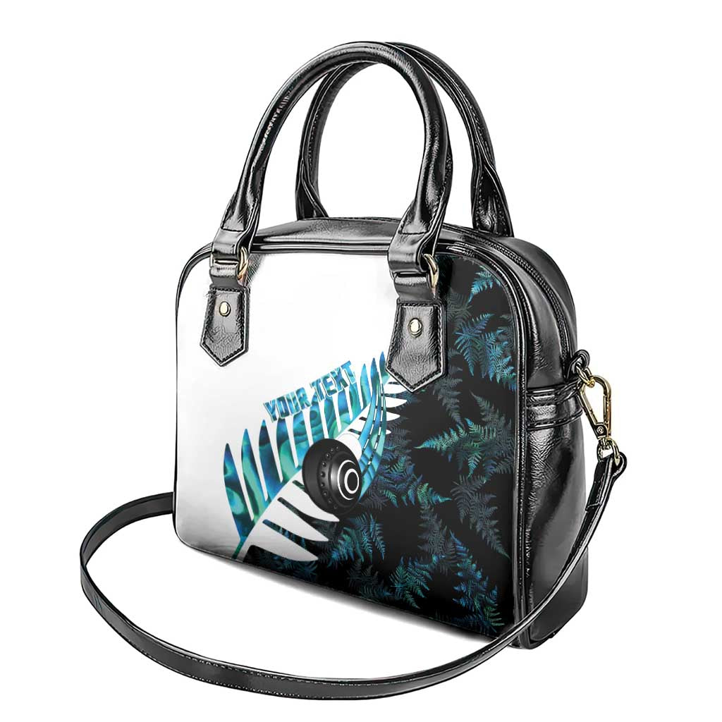 New Zealand Lawn Bowls Custom Shoulder Handbag Aotearoa Silver Fern Paua Shell - Polynesian Pride