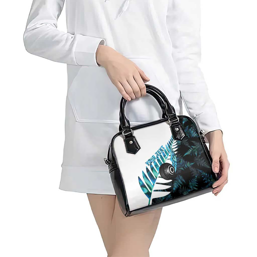 New Zealand Lawn Bowls Custom Shoulder Handbag Aotearoa Silver Fern Paua Shell - Polynesian Pride