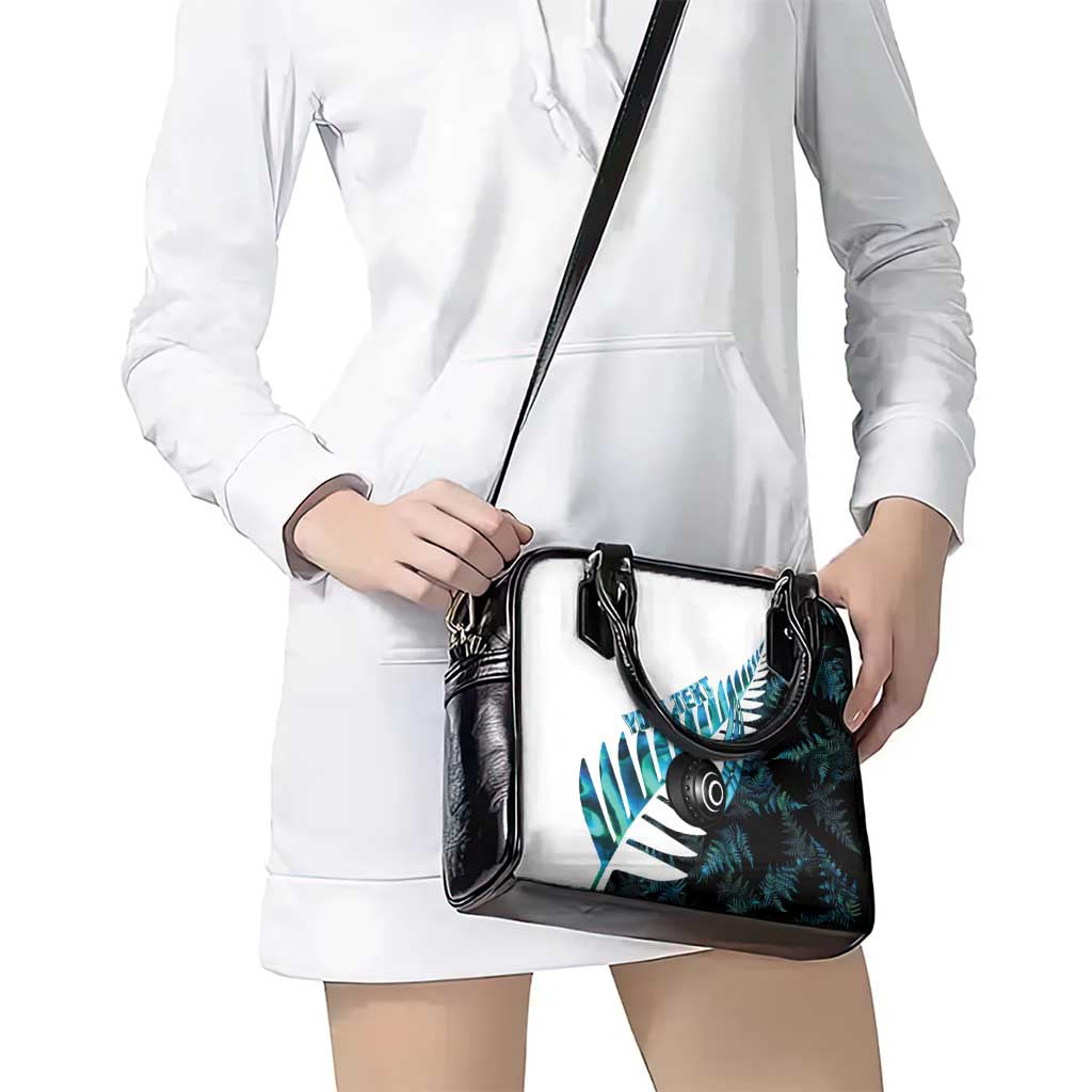 New Zealand Lawn Bowls Custom Shoulder Handbag Aotearoa Silver Fern Paua Shell - Polynesian Pride