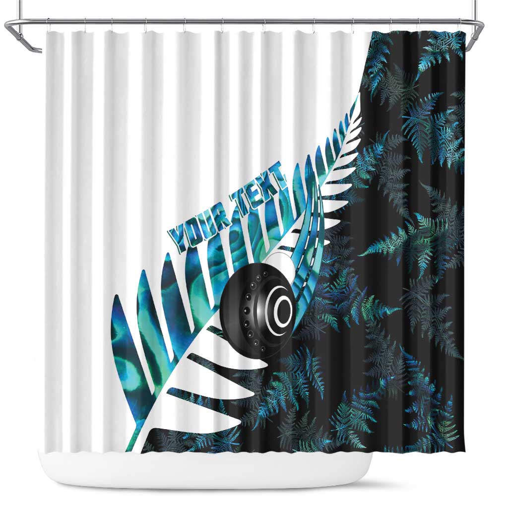 New Zealand Lawn Bowls Custom Shower Curtain Aotearoa Silver Fern Paua Shell - Polynesian Pride
