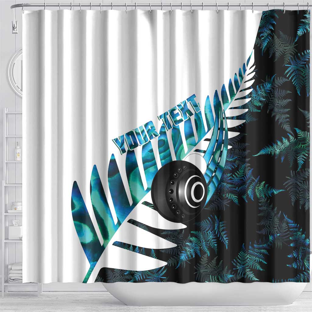 New Zealand Lawn Bowls Custom Shower Curtain Aotearoa Silver Fern Paua Shell - Polynesian Pride