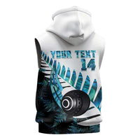 New Zealand Lawn Bowls Custom Sleeveless Hoodie Aotearoa Silver Fern Paua Shell - Polynesian Pride