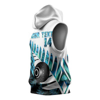 New Zealand Lawn Bowls Custom Sleeveless Hoodie Aotearoa Silver Fern Paua Shell - Polynesian Pride