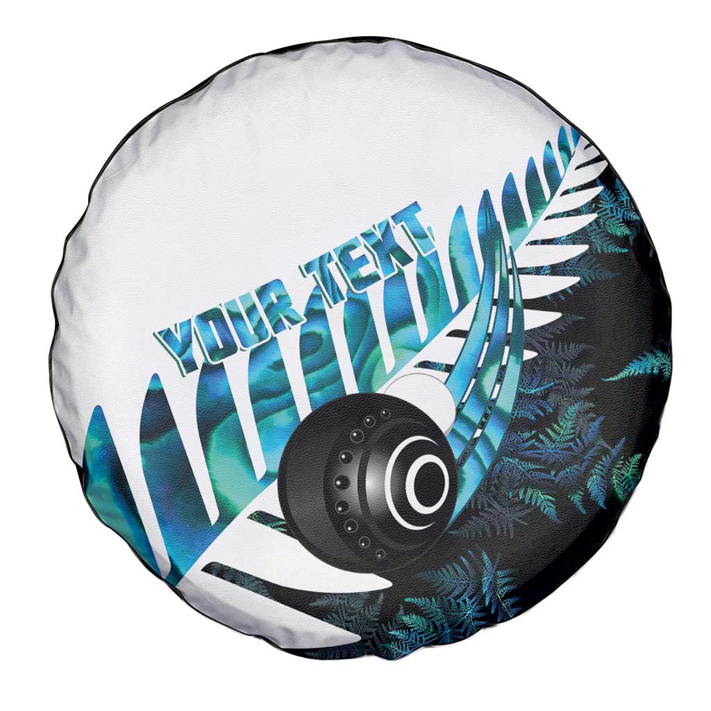 New Zealand Lawn Bowls Custom Spare Tire Cover Aotearoa Silver Fern Paua Shell - Polynesian Pride