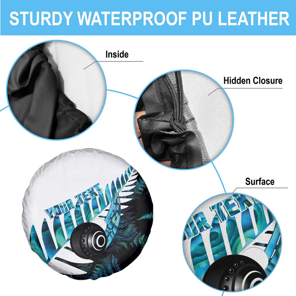 New Zealand Lawn Bowls Custom Spare Tire Cover Aotearoa Silver Fern Paua Shell - Polynesian Pride