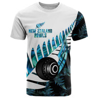 New Zealand Lawn Bowls Custom T Shirt Aotearoa Silver Fern Paua Shell - Polynesian Pride