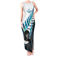 New Zealand Lawn Bowls Custom Tank Maxi Dress Aotearoa Silver Fern Paua Shell - Polynesian Pride