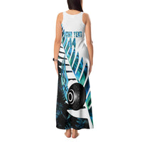 New Zealand Lawn Bowls Custom Tank Maxi Dress Aotearoa Silver Fern Paua Shell - Polynesian Pride