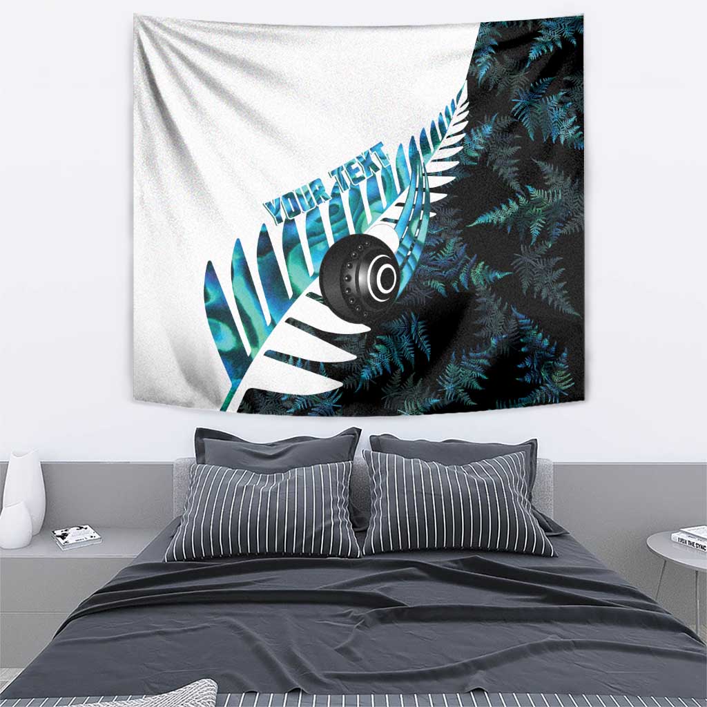 New Zealand Lawn Bowls Custom Tapestry Aotearoa Silver Fern Paua Shell - Polynesian Pride