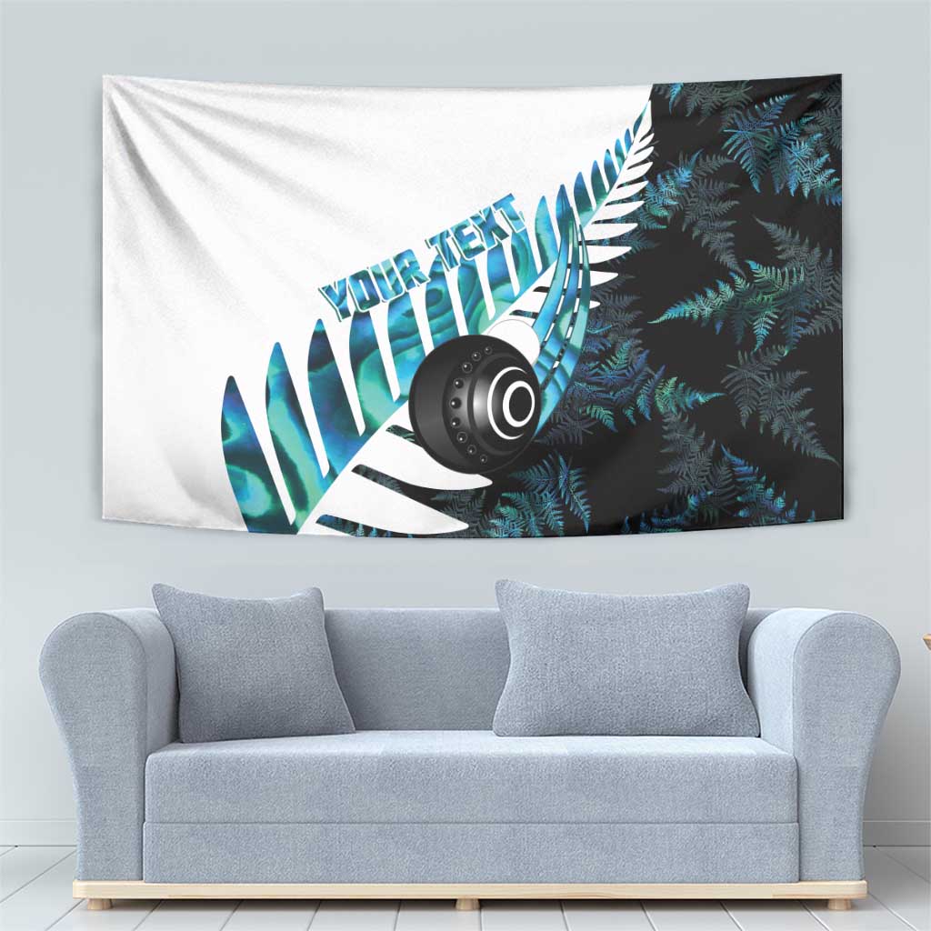 New Zealand Lawn Bowls Custom Tapestry Aotearoa Silver Fern Paua Shell - Polynesian Pride