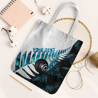 New Zealand Lawn Bowls Custom Tote Bag Aotearoa Silver Fern Paua Shell - Polynesian Pride