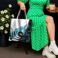 New Zealand Lawn Bowls Custom Tote Bag Aotearoa Silver Fern Paua Shell - Polynesian Pride