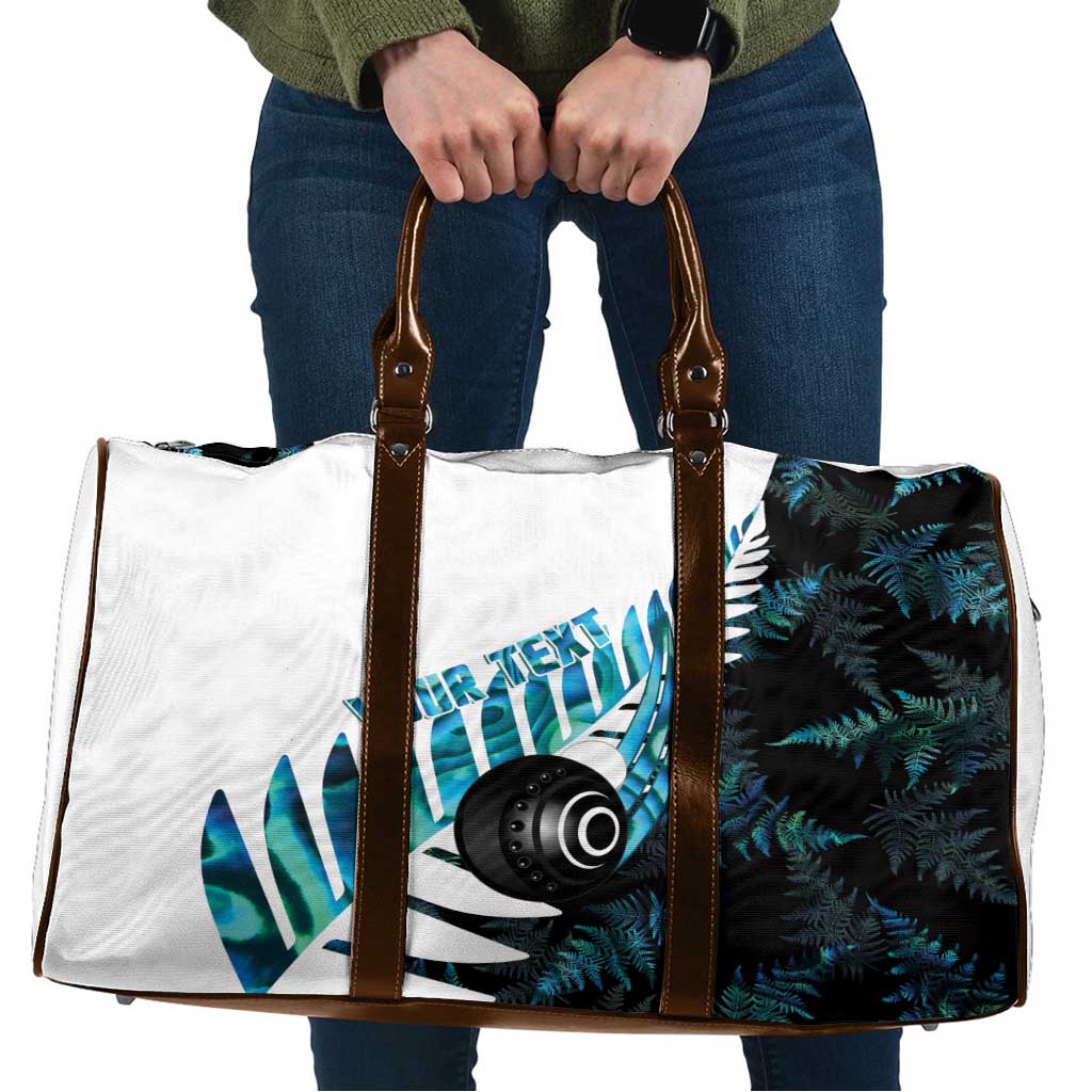 New Zealand Lawn Bowls Custom Travel Bag Aotearoa Silver Fern Paua Shell - Polynesian Pride