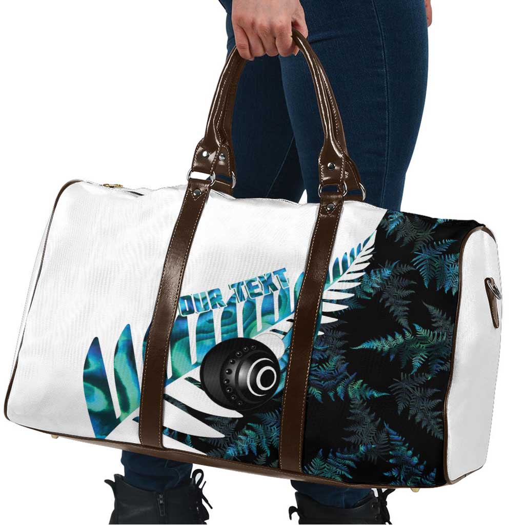 New Zealand Lawn Bowls Custom Travel Bag Aotearoa Silver Fern Paua Shell - Polynesian Pride