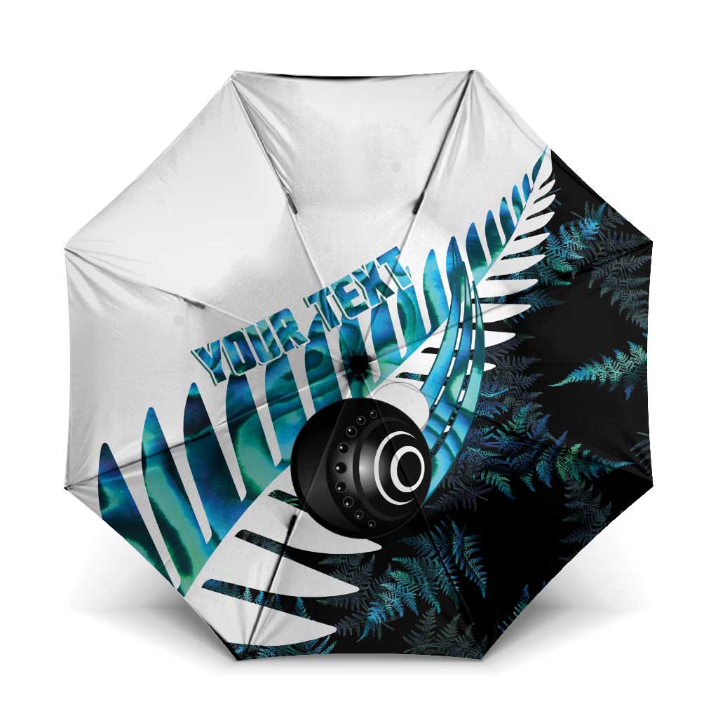 New Zealand Lawn Bowls Custom Umbrella Aotearoa Silver Fern Paua Shell - Polynesian Pride