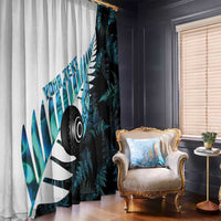 New Zealand Lawn Bowls Custom Window Curtain Aotearoa Silver Fern Paua Shell - Polynesian Pride