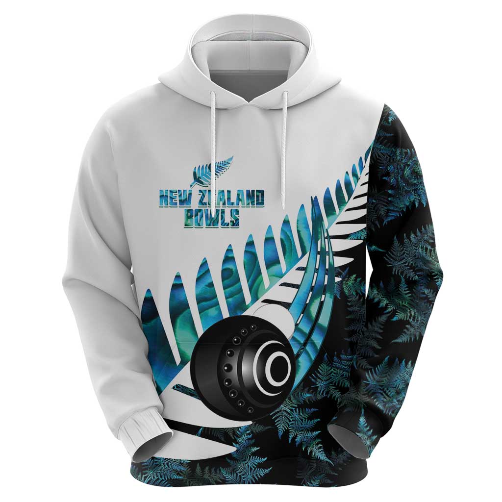 New Zealand Lawn Bowls Custom Zip Hoodie Aotearoa Silver Fern Paua Shell - Polynesian Pride