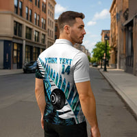 New Zealand Lawn Bowls Custom Zipper Polo Shirt Aotearoa Silver Fern Paua Shell - Polynesian Pride