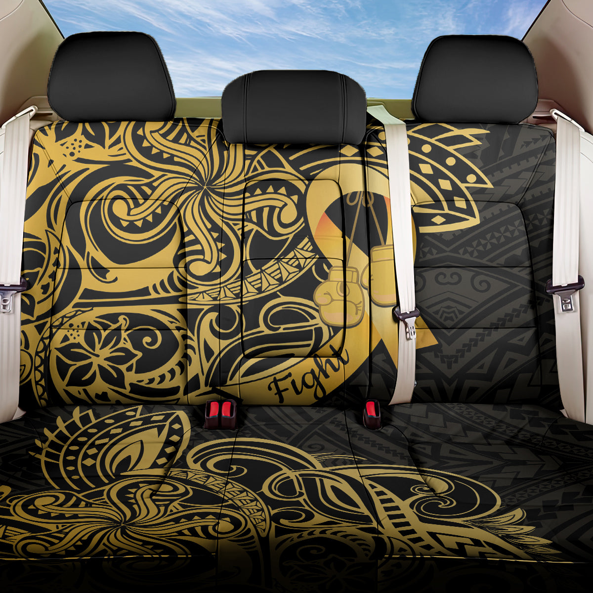 Polynesia Bone Cancer Awareness Back Car Seat Cover Fight Warriors