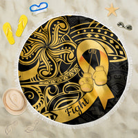 Polynesia Bone Cancer Awareness Beach Blanket Fight Warriors LT14 One Size 150cm Black - Polynesian Pride