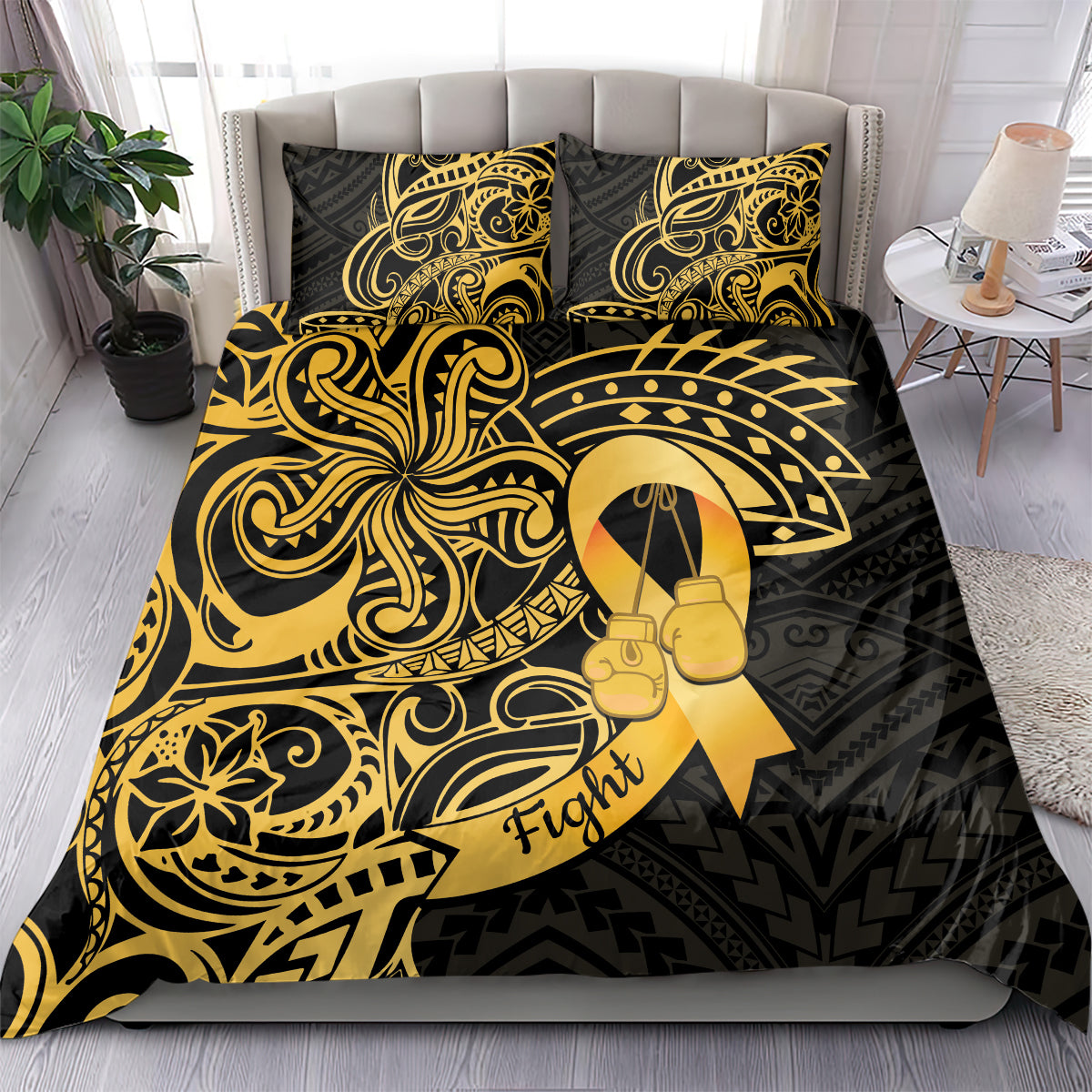 Polynesia Bone Cancer Awareness Bedding Set Fight Warriors LT14 - Polynesian Pride