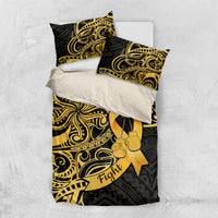 Polynesia Bone Cancer Awareness Bedding Set Fight Warriors LT14 US Twin 172cm x 218cm Black - Polynesian Pride