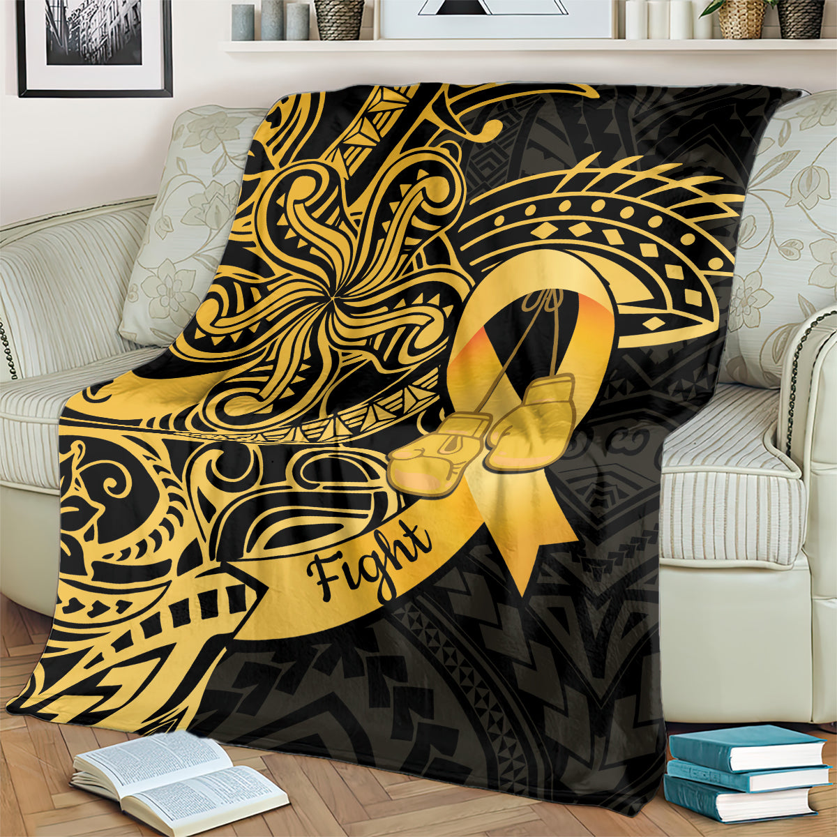 Polynesia Bone Cancer Awareness Blanket Fight Warriors LT14 - Polynesian Pride