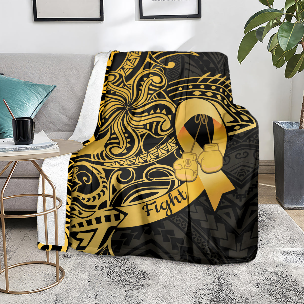 Polynesia Bone Cancer Awareness Blanket Fight Warriors LT14 - Polynesian Pride