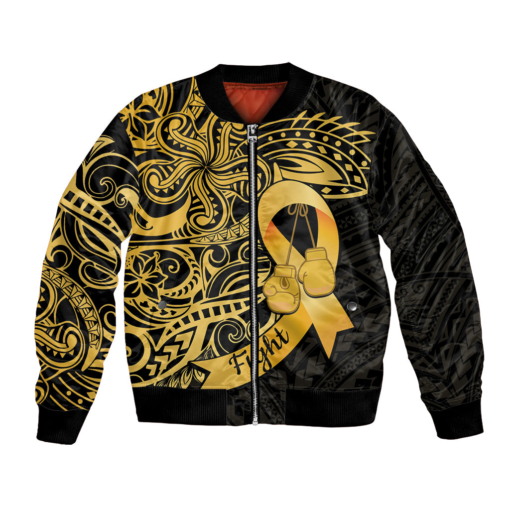 Polynesia Bone Cancer Awareness Bomber Jacket Fight Warriors LT14 Unisex Black - Polynesian Pride