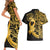 Polynesia Bone Cancer Awareness Couples Matching Short Sleeve Bodycon Dress and Hawaiian Shirt Fight Warriors