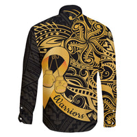 Polynesia Bone Cancer Awareness Family Matching Off Shoulder Maxi Dress and Hawaiian Shirt Fight Warriors