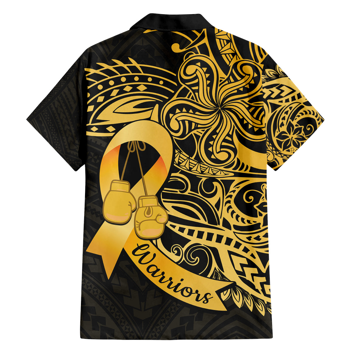 Polynesia Bone Cancer Awareness Family Matching Tank Maxi Dress and Hawaiian Shirt Fight Warriors