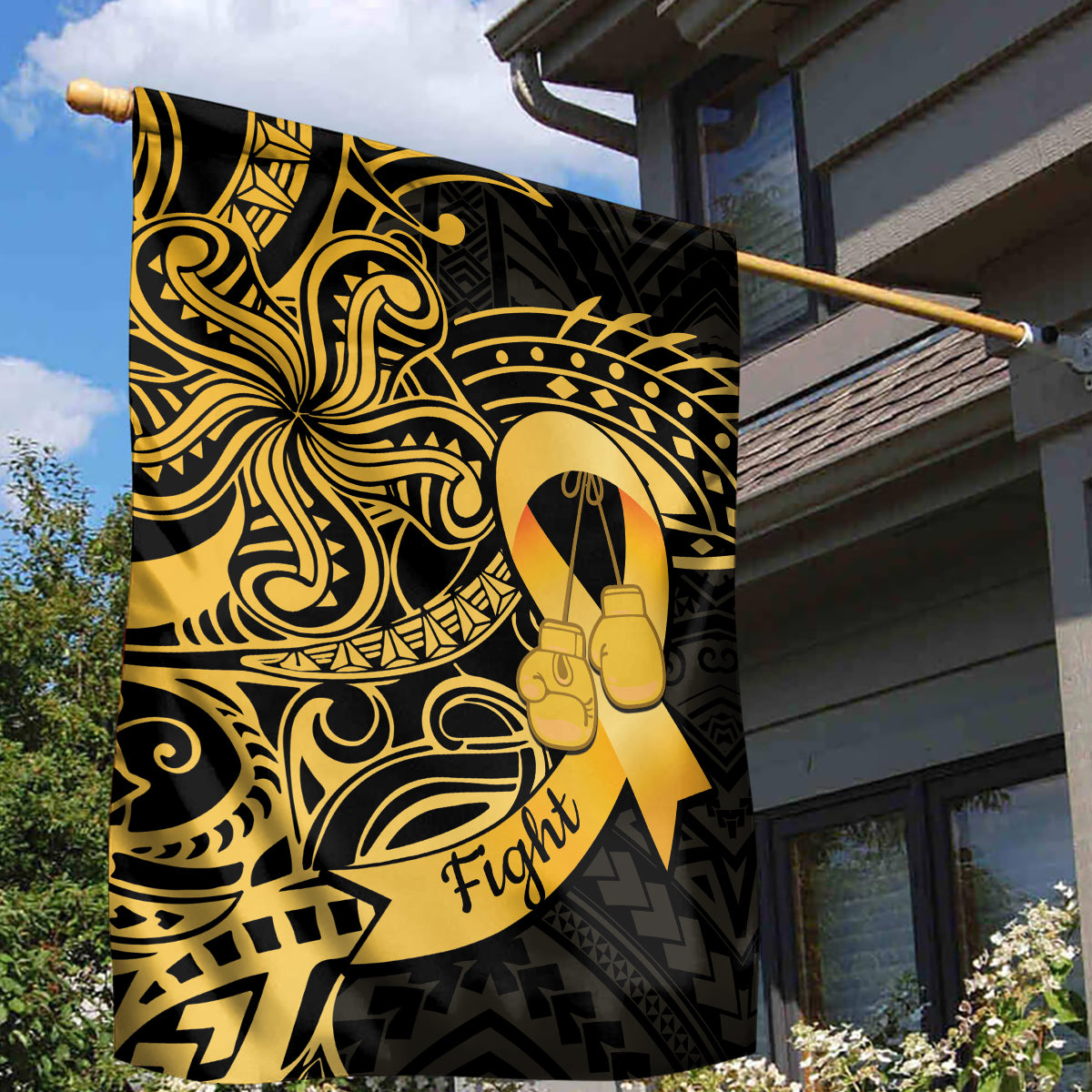 Polynesia Bone Cancer Awareness Garden Flag Fight Warriors LT14 - Polynesian Pride