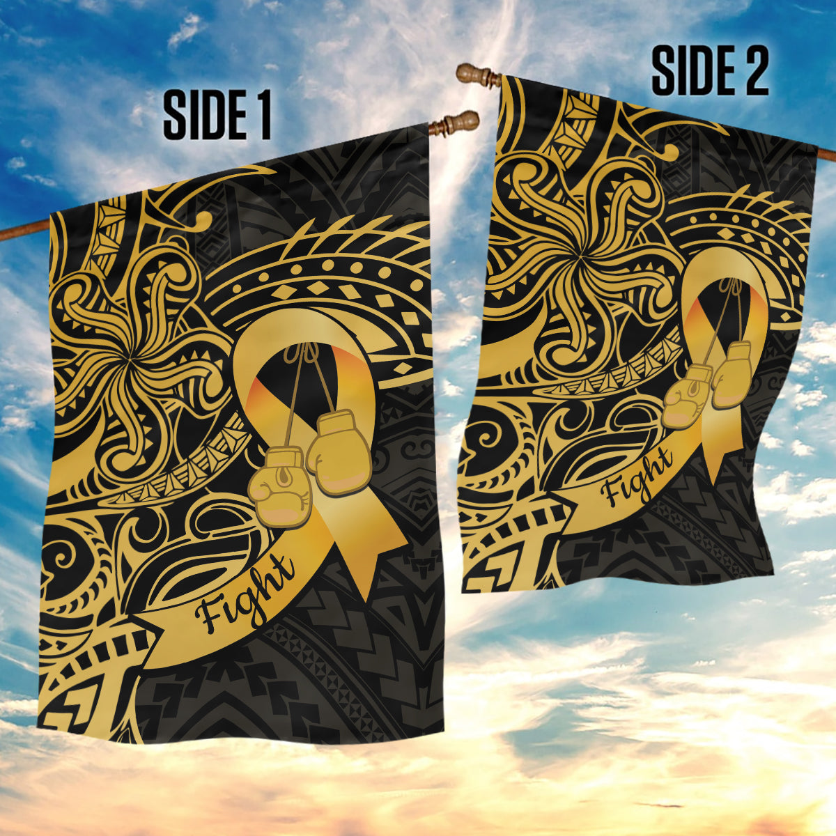 Polynesia Bone Cancer Awareness Garden Flag Fight Warriors LT14 - Polynesian Pride