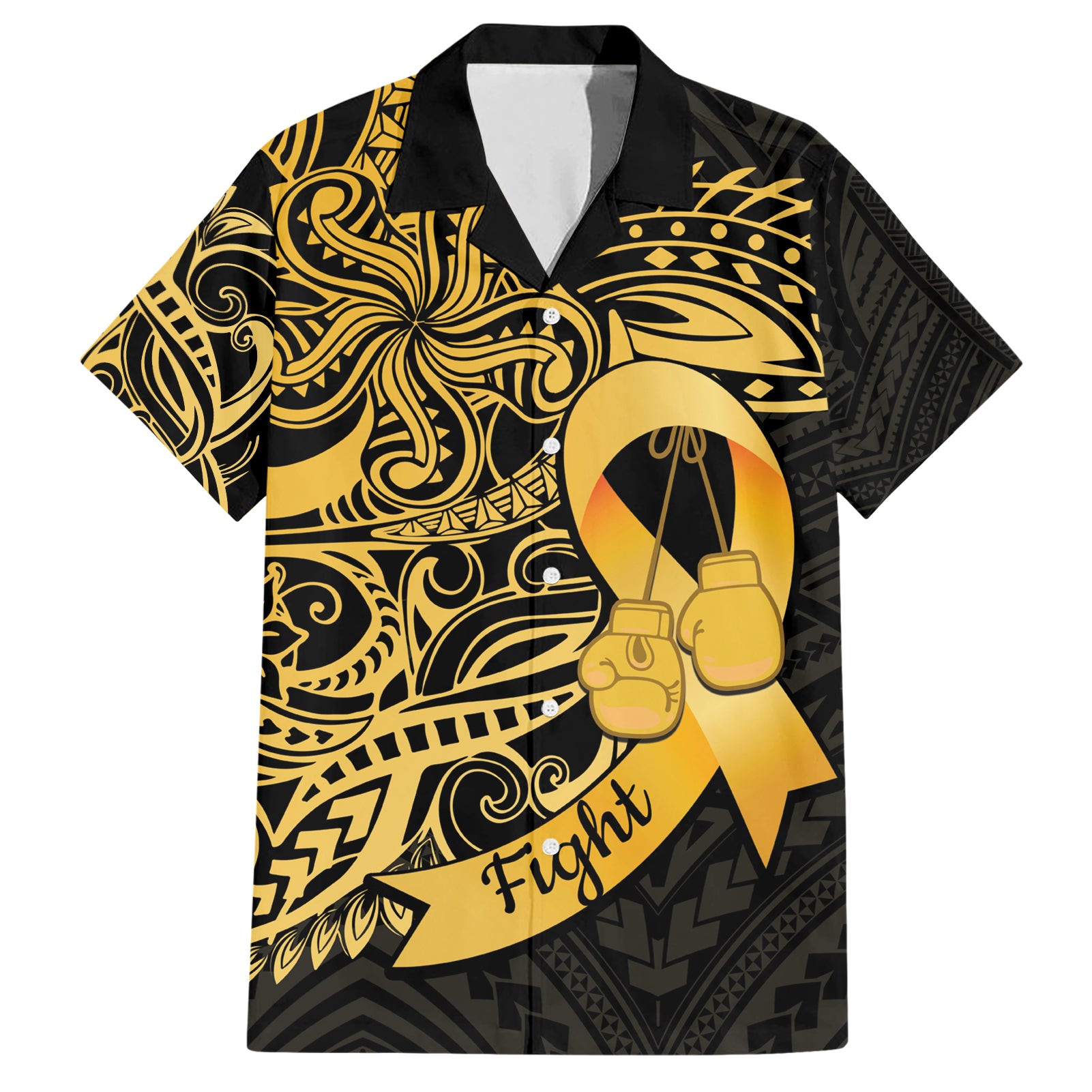 Polynesia Bone Cancer Awareness Hawaiian Shirt Fight Warriors