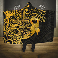 Polynesia Bone Cancer Awareness Hooded Blanket Fight Warriors LT14 One Size Black - Polynesian Pride