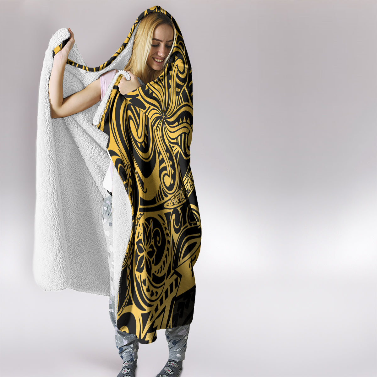 Polynesia Bone Cancer Awareness Hooded Blanket Fight Warriors LT14 - Polynesian Pride
