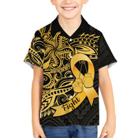 Polynesia Bone Cancer Awareness Kid Hawaiian Shirt Fight Warriors LT14 Kid Black - Polynesian Pride