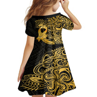 Polynesia Bone Cancer Awareness Kid Short Sleeve Dress Fight Warriors
