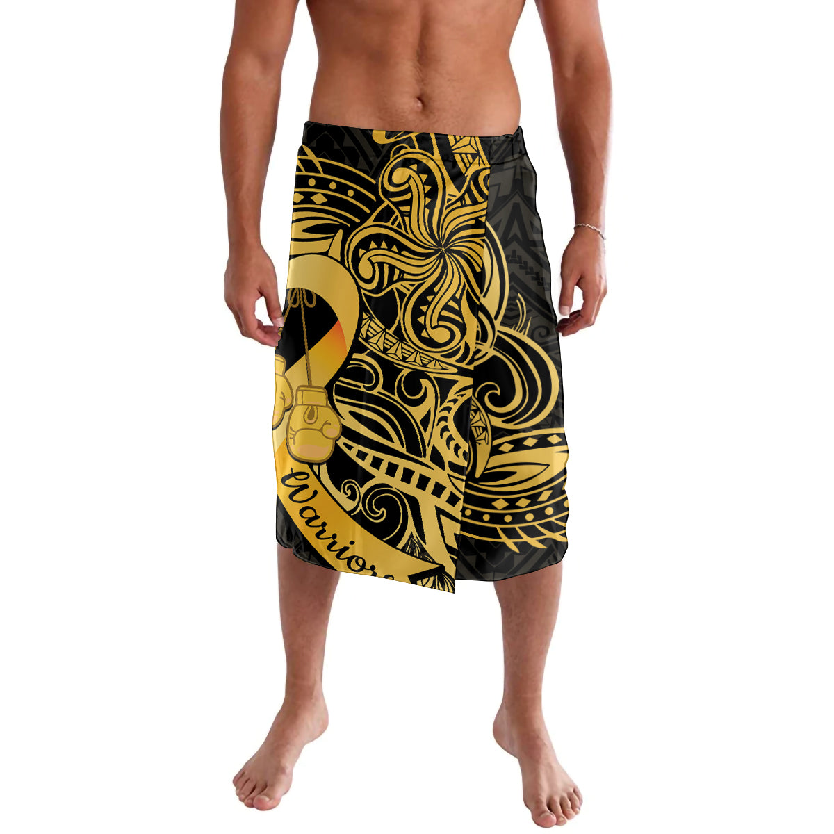 Polynesia Bone Cancer Awareness Lavalava Fight Warriors LT14 Black - Polynesian Pride