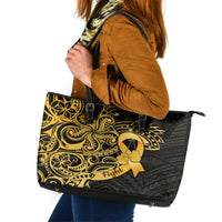 Polynesia Bone Cancer Awareness Leather Tote Bag Fight Warriors LT14 Black - Polynesian Pride