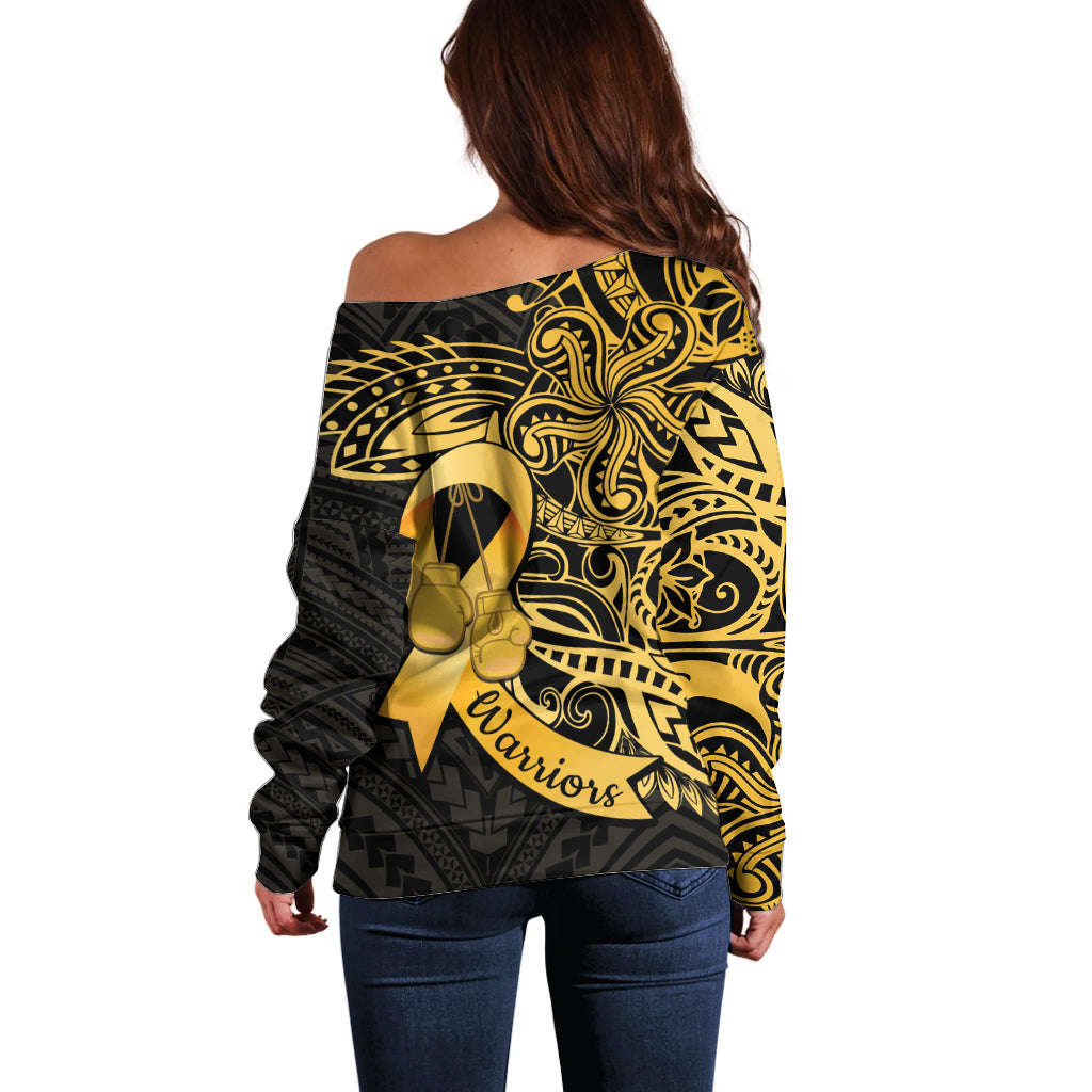 Polynesia Bone Cancer Awareness Off Shoulder Sweater Fight Warriors