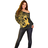 Polynesia Bone Cancer Awareness Off Shoulder Sweater Fight Warriors
