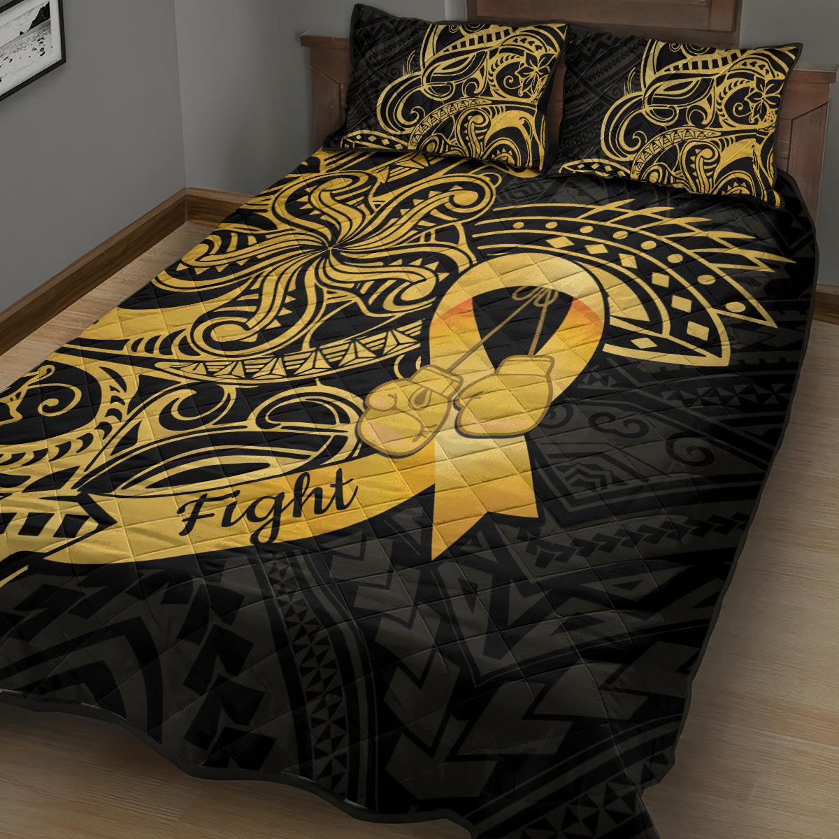 Polynesia Bone Cancer Awareness Quilt Bed Set Fight Warriors LT14 - Polynesian Pride