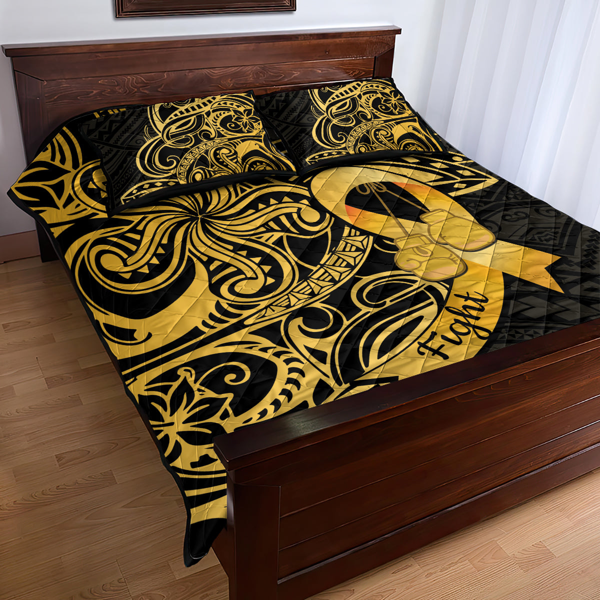 Polynesia Bone Cancer Awareness Quilt Bed Set Fight Warriors LT14 - Polynesian Pride