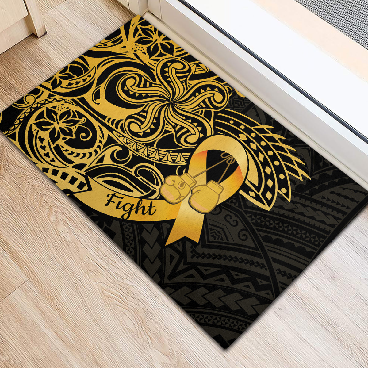 Polynesia Bone Cancer Awareness Rubber Doormat Fight Warriors LT14 - Polynesian Pride