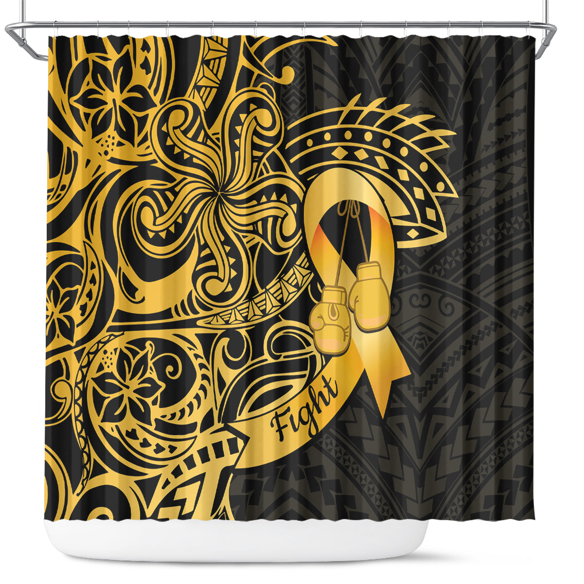 Polynesia Bone Cancer Awareness Shower Curtain Fight Warriors