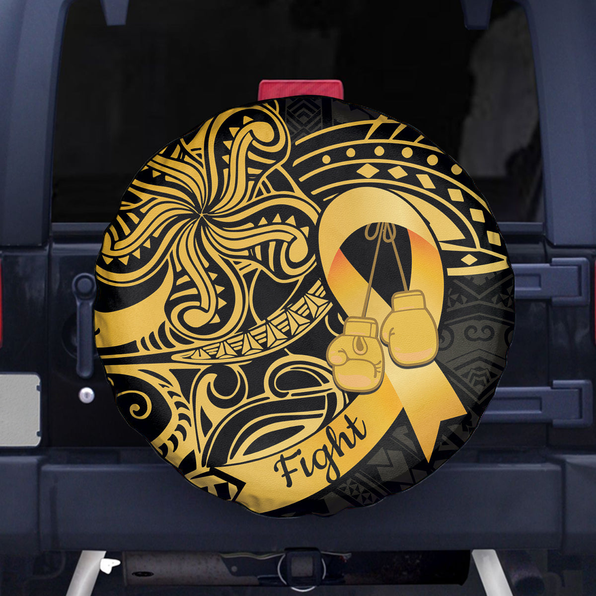 Polynesia Bone Cancer Awareness Spare Tire Cover Fight Warriors LT14 - Polynesian Pride